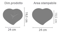 Crea Orologio Cuore Vetro 24x20 cm area di stampa da personalizzare del prodotto