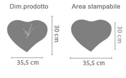 Personalizza Orologio Cuore Legno 36x30 area di stampa da personalizzare del prodotto
