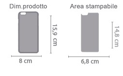 Crea cover iPhone 6 Plus area di stampa da personalizzare del prodotto