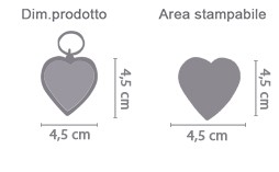 Portachiavi Trasparenti Cuore area di stampa da personalizzare del prodotto