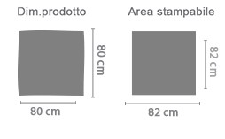 Federa quadrata con foto area di stampa da personalizzare del prodotto
