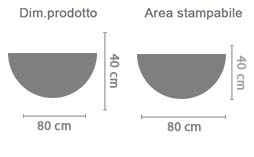 Crea Zerbino Mezzaluna area di stampa da personalizzare del prodotto