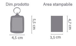 Portachiave Rettangolare in Plastica area di stampa da personalizzare del prodotto