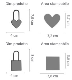 Lucchetti Personalizzati area di stampa da personalizzare del prodotto