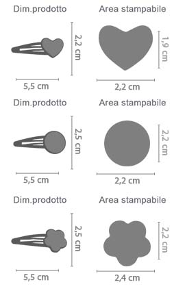 Fermagli per Capelli area di stampa da personalizzare del prodotto