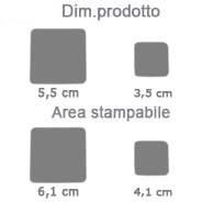 Spilla quadrata personalizzata area di stampa da personalizzare del prodotto