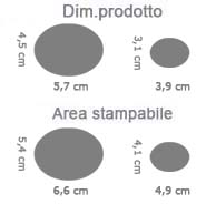 Crea Spilla Ovale area di stampa da personalizzare del prodotto
