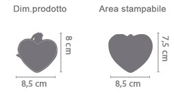 Set da 6 Cuore di Natale area di stampa da personalizzare del prodotto