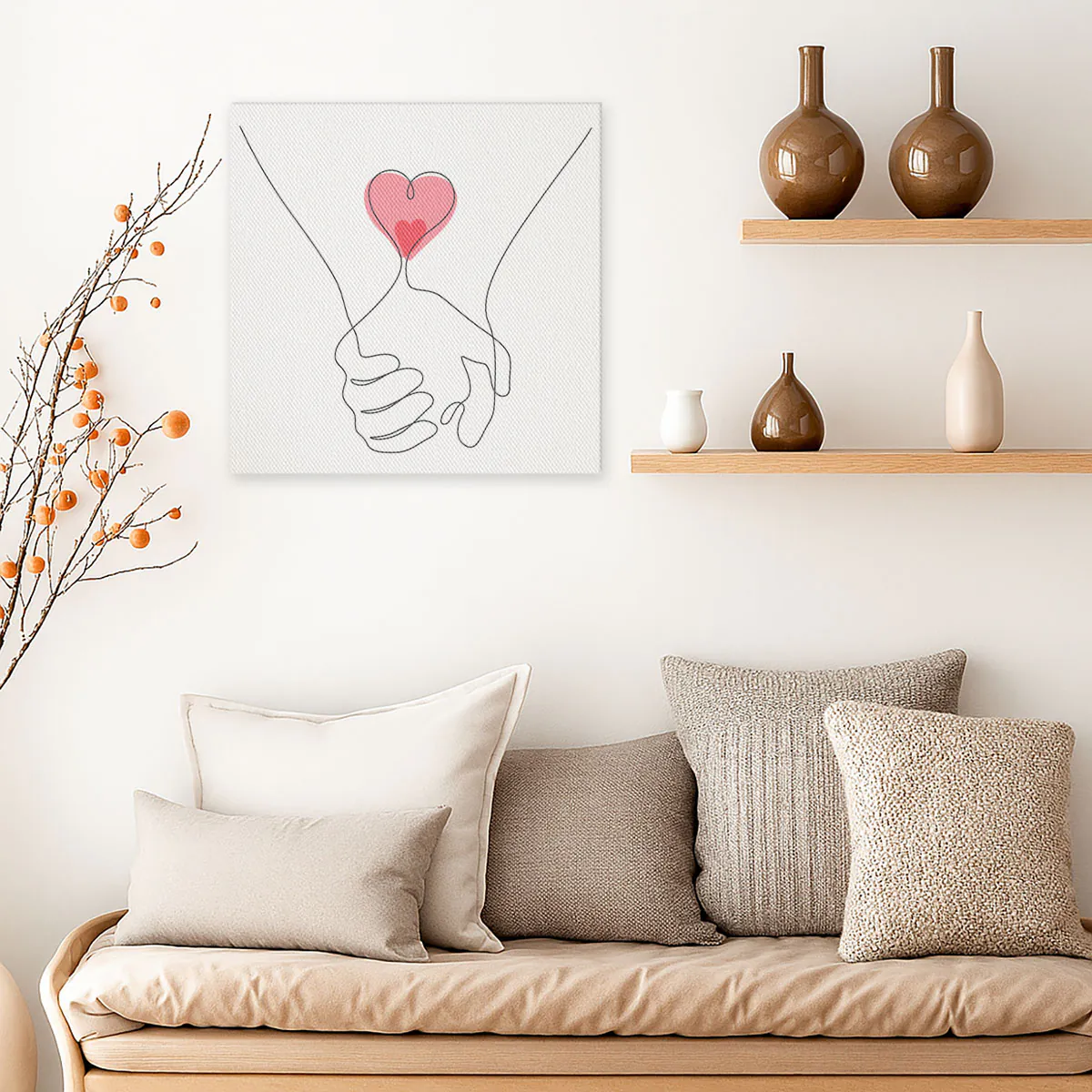 Mani Unite e Cuore Stampa su tela