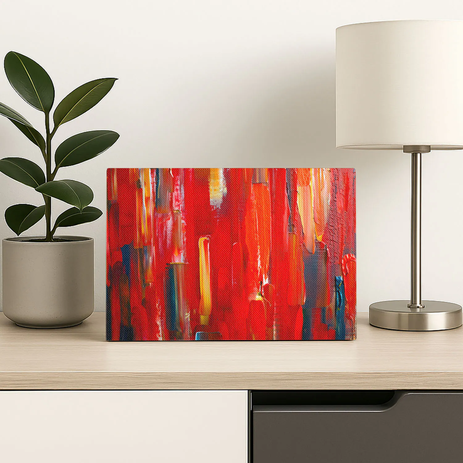 Pittura Linee Rosse e Arancioni Stampa su tela
