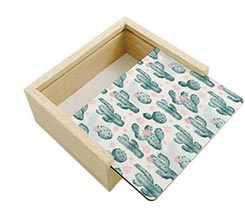 Scatola portaoggetti in legno Cactus