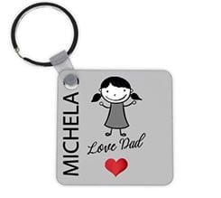 Portachiavi quadrato in legno Love dad girl