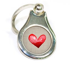 Portachiavi Tondo in Metallo Red Heart