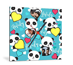 Orologio Quadrato in Legno Lovely panda