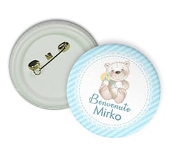 Spilla rotonda Orsetto celeste