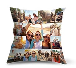 Cuscino in Tessuto Scamosciato Collage 13 riquadri