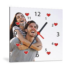 Orologio Quadrato in Vetro Cuori