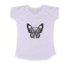 T-shirt scollo a V donna Farfalla