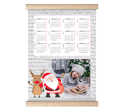 Calendario su Arazzo Babbo Natale e Renna