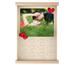 Calendario su Arazzo Cuori rossi