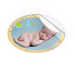 Stickers ovale con disegno cicogna