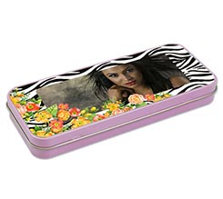 Astuccio Portapenne in Metallo Zebrato con fiori