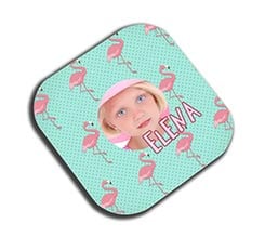 Sottobicchiere in legno quadrato Fenicotteri rosa