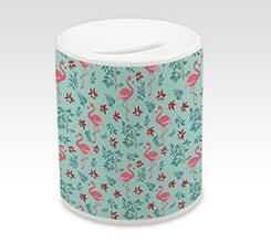 Salvadanaio Fenicotteri con fiori