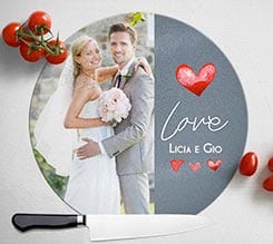 Tagliere rotondo in vetro Grey Love