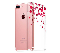 Cover Trasparente iPhone 8 Plus Glitter hearts