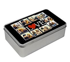 Scatola di latta rettangolare Love collage