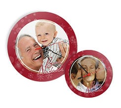 Orologio in legno rotondo Red Christmas