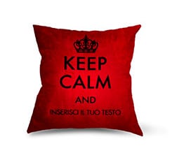 Piccolo Keep Calm su Cuscino in Tessuto Scamosciato