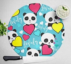 Tagliere rotondo in vetro Lovely panda