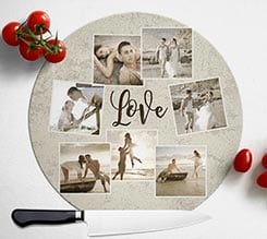 Tagliere rotondo in vetro Crazy collage