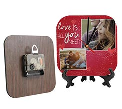 Orologio in legno smussato Red Collage