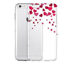 Cover Trasparente iPhone 6 Glitter Hearts