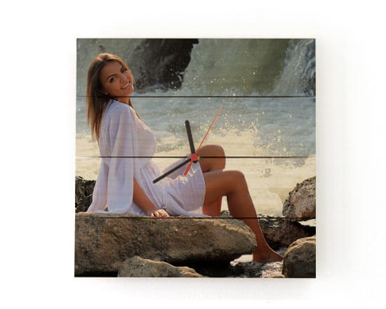 Orologio su listelli in legno personalizzato con foto