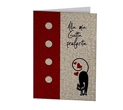Cards augurale con grafica di gatto in love