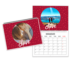 Calendario doppio love rosso personalizzabile