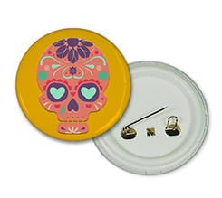 Spilla rotonda Teschio arancio