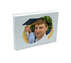 Album in tessuto 20x15 cappello laurea e foglie alloro