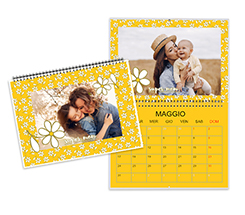 Calendario doppio grafica margherite personalizzabile
