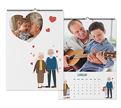 Calendario A3 mensile con foto e grafica nonni e nipoti