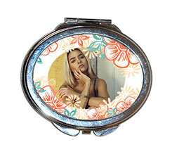 Specchietto ovale da borsetta Fiori colorati