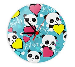 Orologio tondo in vetro Lovely panda