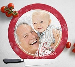 Tagliere rotondo in vetro Red Christmas