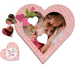Puzzle a cuore in legno Pink hearts