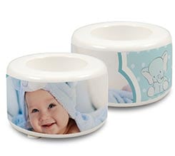 Portacandela in ceramica Elefantino blu