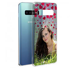 Cover trasparente Galaxy S10 Glitter hearts